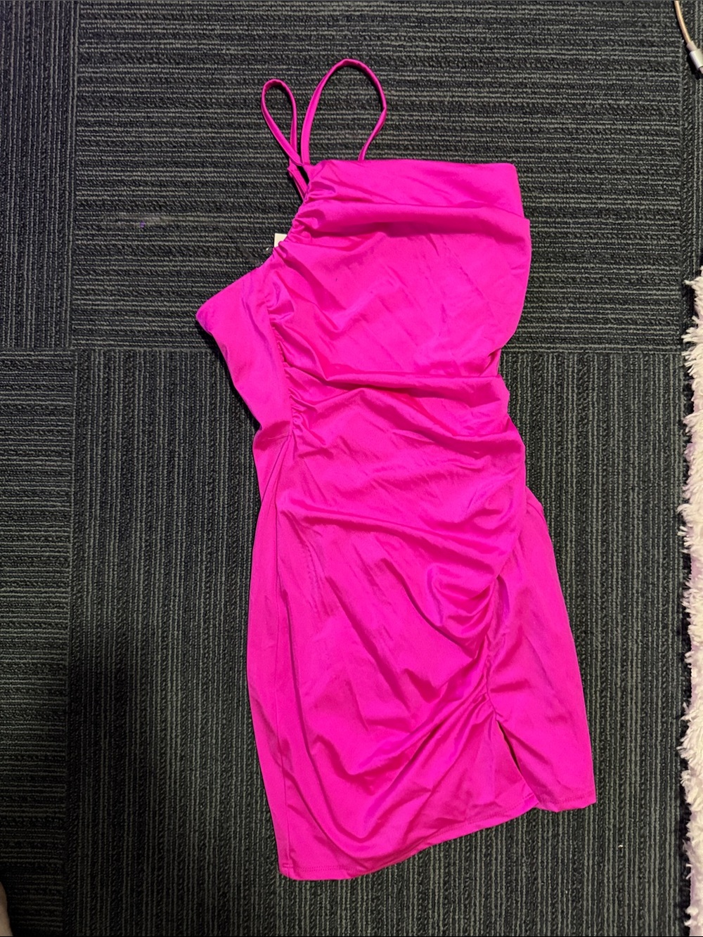 Crystal Doll Fuchsia One-Shoulder Ruched Dress